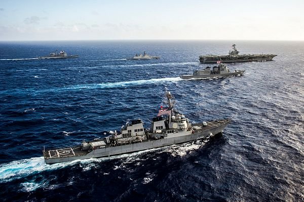 The exercise saw participation of ships, submarines and aircraft from the Indian Navy, Royal Australian Navy, Japan Maritime Self Defence Force and the US Navy.