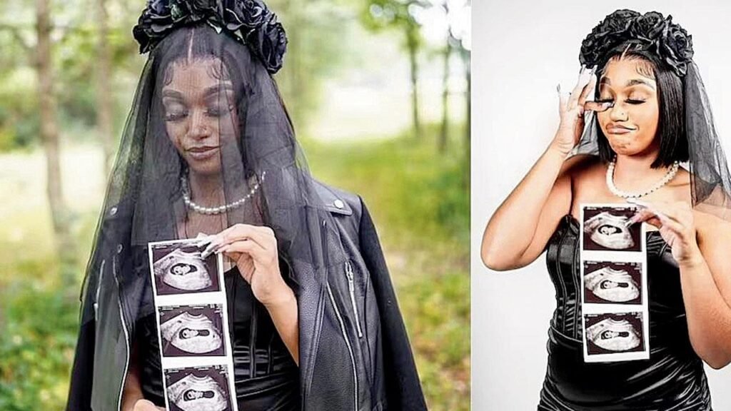 23-year-old Cheridan Logsdon decided to bid her "kid-free life" adieu with a funeral-themed photoshoot.