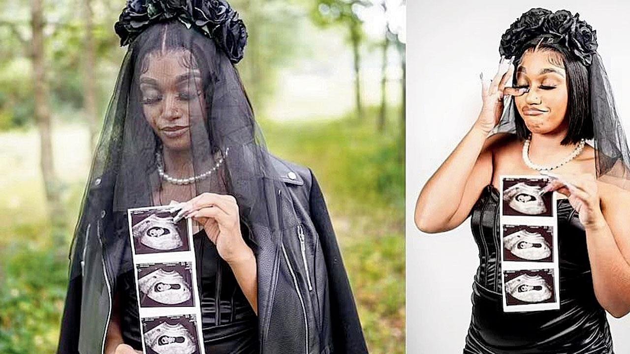 23-year-old Cheridan Logsdon decided to bid her "kid-free life" adieu with a funeral-themed photoshoot.