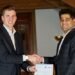 Lorenz Frey-Hilti, Director Emil Frey Group & Sudarshan Venu, Managing Director, TVS Motor Company announcing the partnership