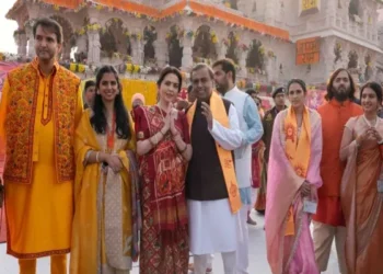 Mukesh Ambani and his family, including his wife Nita Ambani and children, attended the pran prathistha ceremony at the Shri Ram Janmabhoomi Temple in Ayodhya.