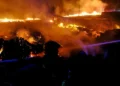 Massive fire breaks out in a scrap godown in the Bhiwandi area. Two fire tenders are present at the spot.